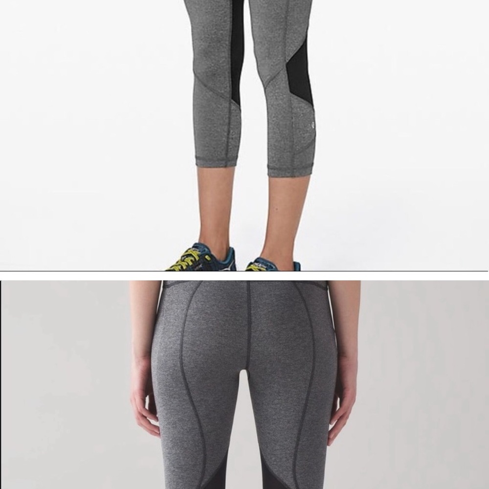 Gray and Black Cropped Leggings lululemon